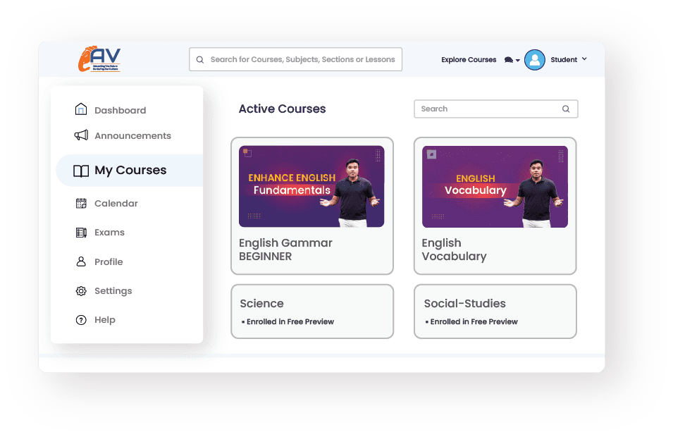 school learning portal interface