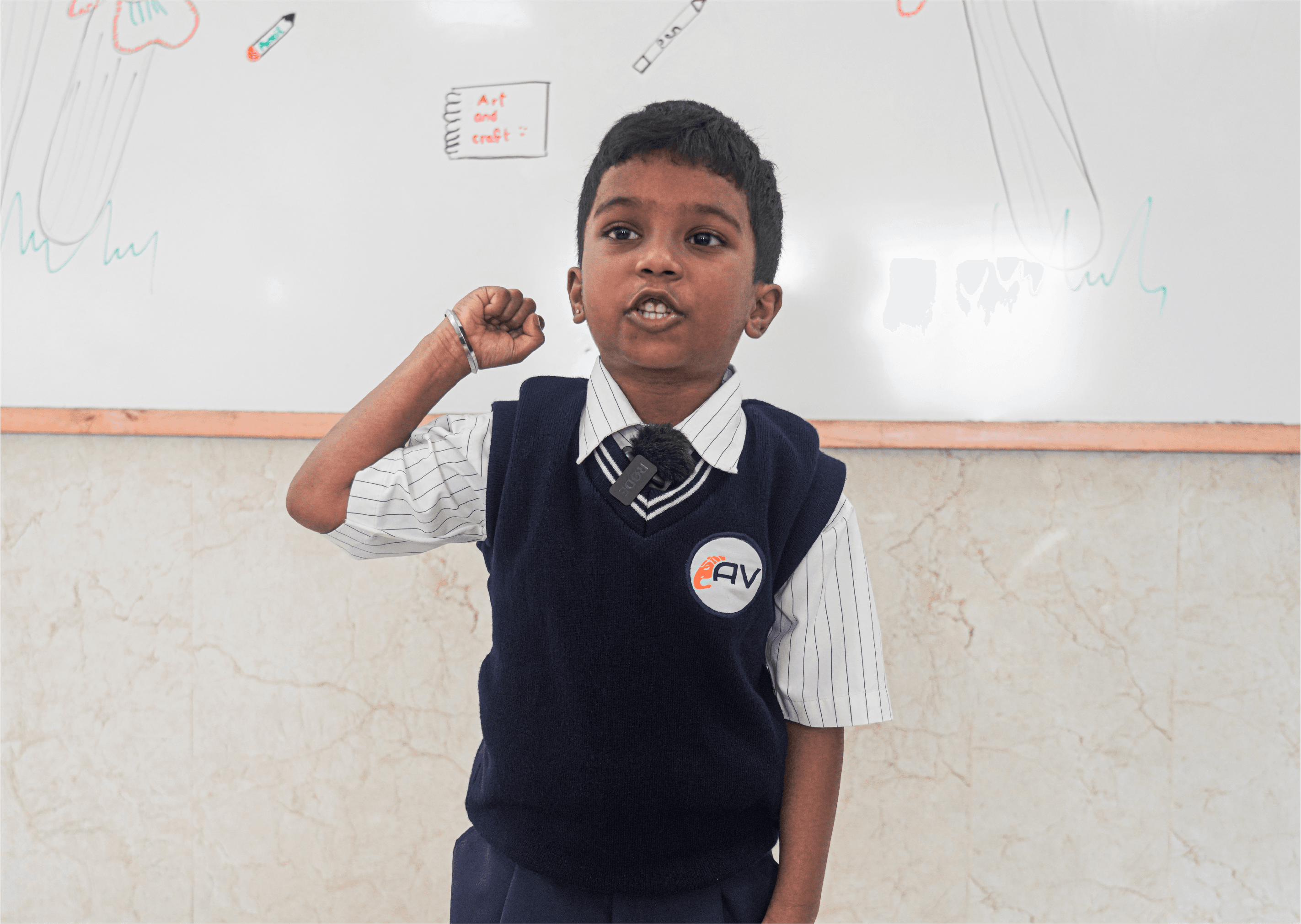 Young student in school uniform